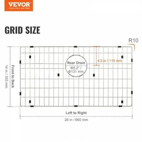 Sink Protector Grid For Kitchen Sink 26'x14' Stainless Steel Drain Rack