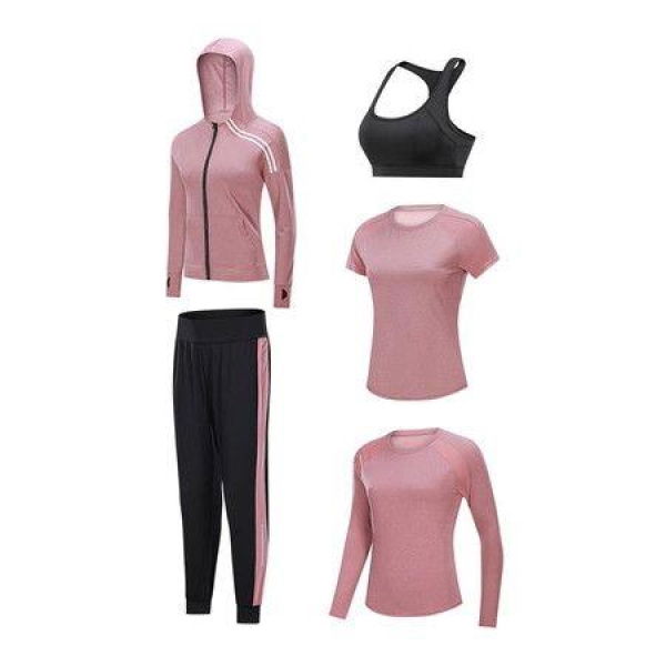 Size L 5PCS Yoga Gym Crop Top Compression Workout Athletic Short Long Sleeve Coat Pants