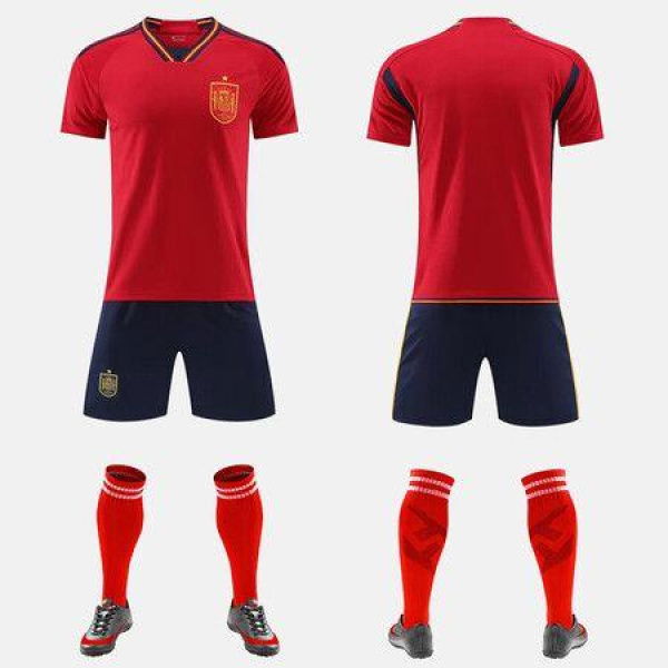 Size L Spain World Cup Sport Host Stadium Fans Supporter National Team Soccer Footaball Short Sleeves T Shirt Trousers Socks