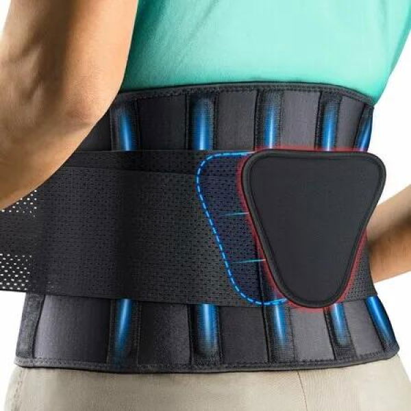 Size L/XL Back Brace Support Belt Lumbar Support Adjustable Straps Lower Back Brace Removable Pad Fitness Breathable Elder Aid
