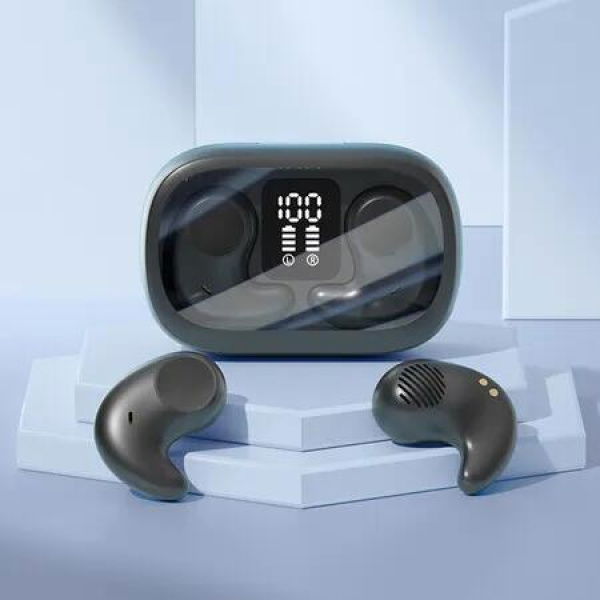Sleep Earbuds Bluetooth in Ear Light-Weight Headphones, Mini Invisible Earplugs Small Design for Side Sleepers with Charging Case (Black)