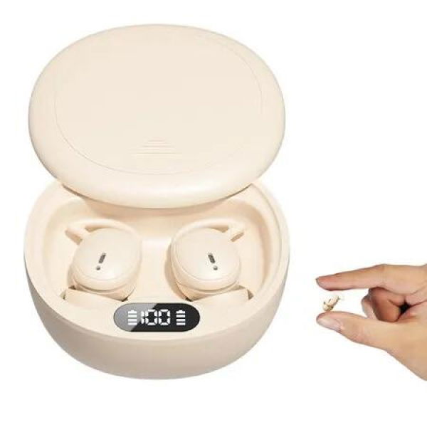 Sleep Earbuds for Side Sleepers, Invisible Earbuds, Ultra-Light in-Ear Headphones with Charging Case, Clear Calls and Noise Block (Beige)