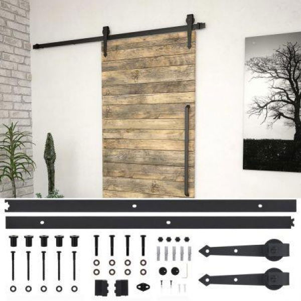 Sliding Door Hardware Kit 200 Cm Steel Black