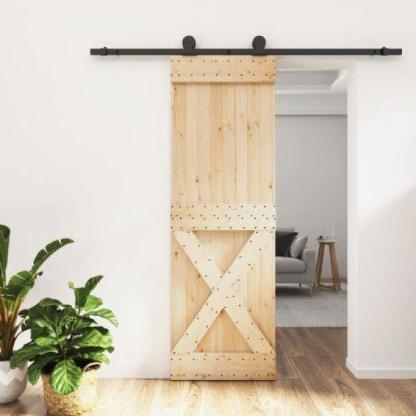 Sliding Door with Hardware Set 70x210 cm Solid Wood Pine