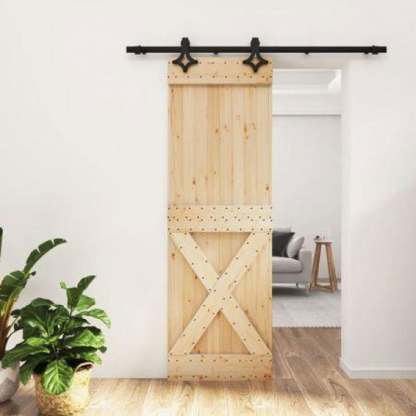 Sliding Door with Hardware Set 70x210 cm Solid Wood Pine