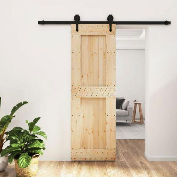 Sliding Door with Hardware Set 70x210 cm Solid Wood Pine