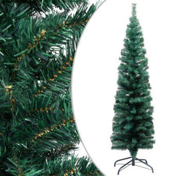 Slim Artificial Christmas Tree With Stand Green 150 Cm PVC