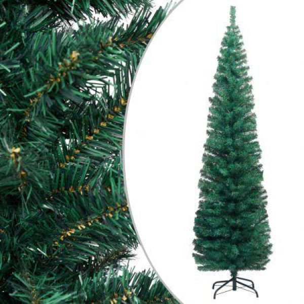 Slim Artificial Christmas Tree with Stand Green 240 cm PVC