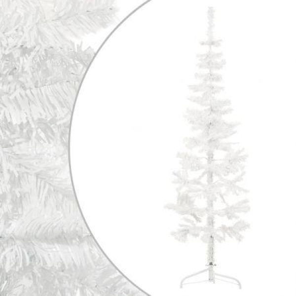 Slim Artificial Half Christmas Tree with Stand White 120 cm