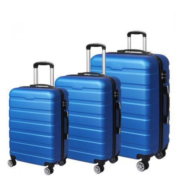 Slimbridge Luggage Suitcase Trolley 3Pcs Set 20 24 28 Travel Packing Lock Blue