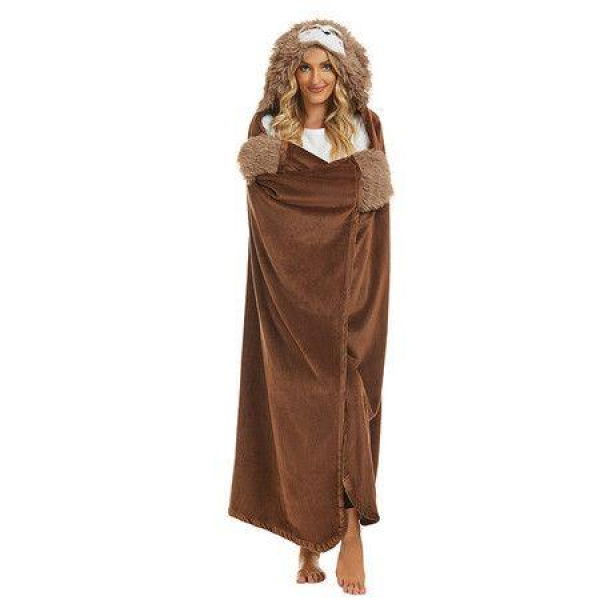 Sloth Wearable Blanket HoodieOversized Cozy Soft Warm Sherpa Sweatshirt Blanket With Hood Pocket And Sleeves For Adult Women Men TeensOne Size Fits