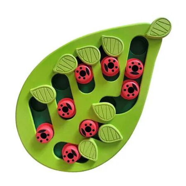 Slow Eating Cat Bowl Pet Interactive Toy Slow Feeder Green Leaf Shaped Cat Food Puzzle Mental Stimulating Toy Interactive Cat