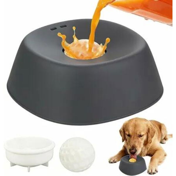 Slow Feeder Dog Bowls for Liquid Treat, Anti-Slip Bone Broth Dog Lick Bowl 3/4 Cup Pup Lick Toy for Large Medium Small Breeds Dietary Supplement(Black)