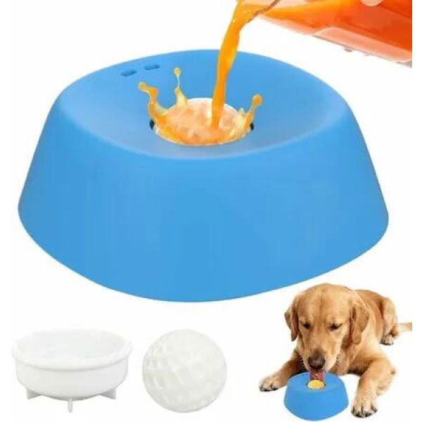 Slow Feeder Dog Bowls for Liquid Treat, Anti-Slip Bone Broth Dog Lick Bowl 3/4 Cup Pup Lick Toy for Large Medium Small Breeds Dietary Supplement(Blue)