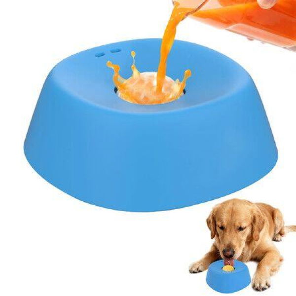Slow Feeder Dog Bowls for Liquid Treat,Anti-Slip Entertained Ball-in Bone Broth Dog Lick Bowl,3/4 Cup Yogurt Pup Lick Toy