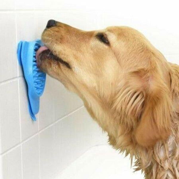 Slow Treater TreattoDispensing Lick Mat for Dogs and Cats , Suctions to The Wall or Floor for AnxietytoFree Pet Bathing, Grooming or Training