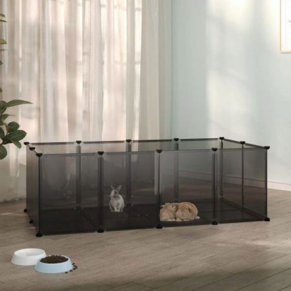 Small Animal Cage Black 144x74x46.5 Cm PP And Steel.