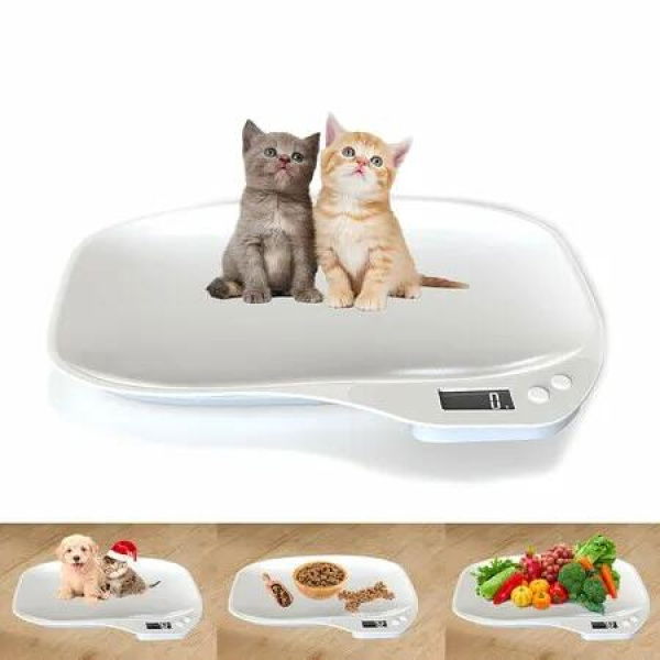 Small Animal Digital Scale, Pet Scale with LCD Display, Puppy Scale, Electronic Kitchen Food Scale, Max 33lbs, 14 x 10 inches