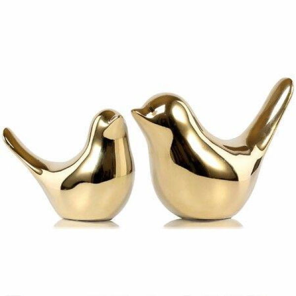 Small Birds Statues Gold Home Decor Modern Style Figurine Decorative Ornaments For Living Room Office Desktop Cabinets