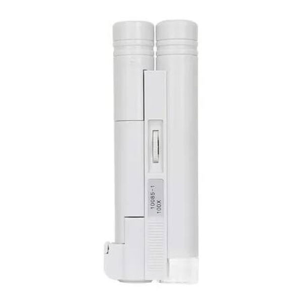 Small Magnifying Glass, 100X Pocket Microscope Portable Jewelers Loupe Magnifier LED Lighted Loupe for Observing Coin, Plant, Rock