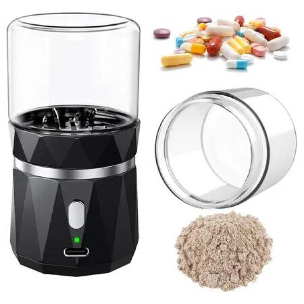 Small Portable Cordless Electric Pill Crusher Fine Powder for Elderly, Battery Operated Pill Grinder for Multiple Pills