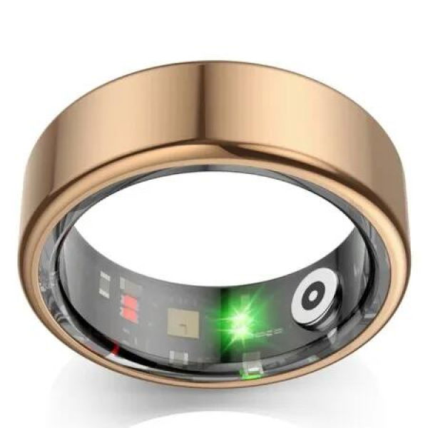 Smart Fitness Ring with Multi-Modes, Pedometer, Sleep Monitor, and Waterproof Bluetooth Connectivity (Gold-US 8#)