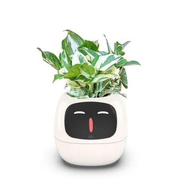 Smart Flowerpots,Smart Pet Planter,AI Planter,Intelligent Flowerpots,Multiple Expressions,7 Smart Sensors,and AI Chips Make Raising Plants Easy and Fun for Living Room,Plant-free (White)