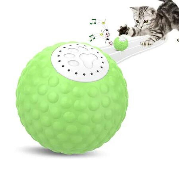 Smart Interactive Cat Toy, Automatic Moving Rolling Ball for Indoor Cats, Peppy Cat Toy with Lights/Sound Simulation Bird,1 Pack