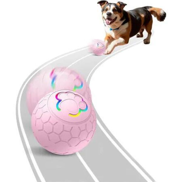 Smart Interactive Dog Toys Ball, Auto Bouncing Rotating Ball, Moving Pet Toys for Dogs 20 lbs, USB Rechargeable, Fun Gift for Boredom, 1 Pack, Pink