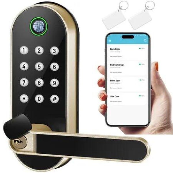 Smart Lock - Keypad Keyless Entry Door Lock - Biometric Fingerprint Smart Door Lock - Passcode Code Door Lock - Digital Door Lock - Door Knob - Door Lever - Deadbolt Alternatives