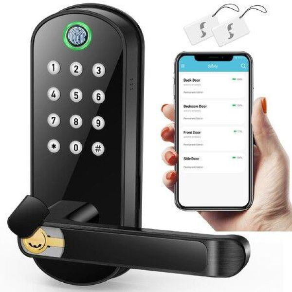 Smart Lock,Keyless Entry Door Lock,Smart Door Lock,Keyless Door Lock,Fingerprint Door Lock,Biometric Door Lock,Keypad Door Lock,Digital Door Lock (Black)