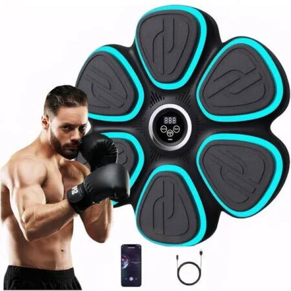 Smart Music Boxing Machine for Men Women, Wall Mounted Bluetooth Music Boxing Machine for Home Workouts and Family Fun, Black