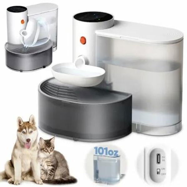 Smart Pet Water Fountain,3L Large Capacity Wireless Cat Water Fountain,Automatic Water Dispenser,Rechargeable Pet Water Dispenser