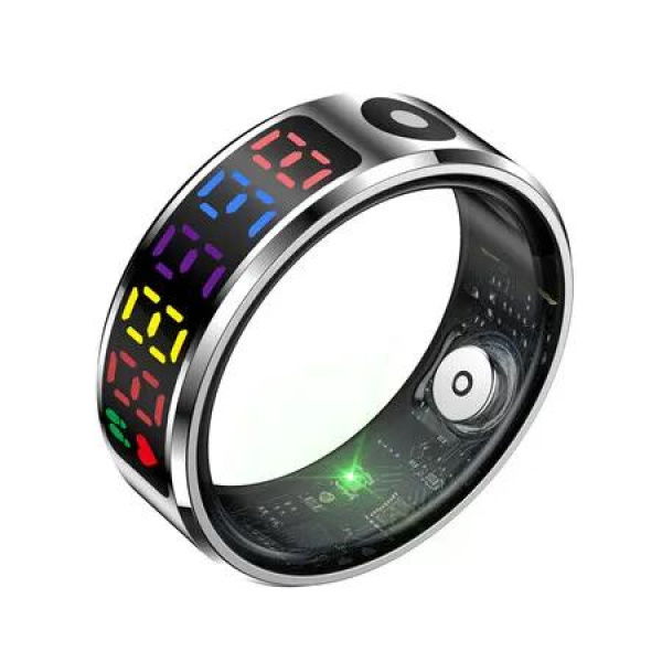 Smart Ring Color Screen Men Women Smart Touch Fitness Ring Multi-Modes Fitness Tracker Rate Pedometer Sleep Monitoring Size 10 Color Silver