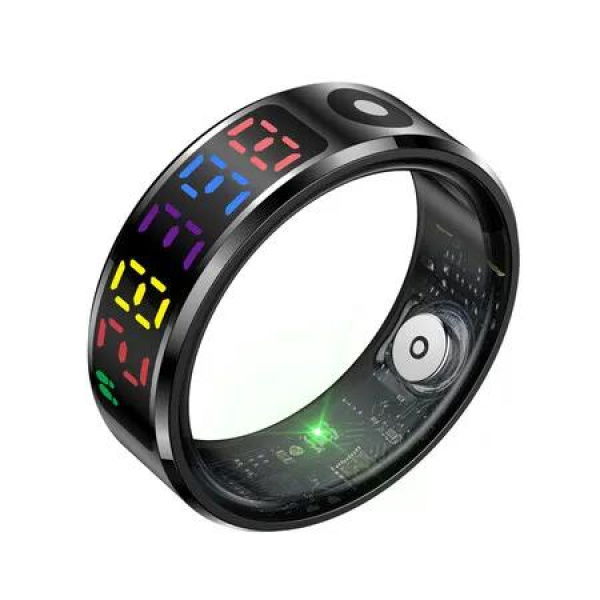 Smart Ring Color Screen Men Women Smart Touch Fitness Ring Multi-Modes Fitness Tracker Rate Pedometer Sleep Monitoring Size 11 Color Black