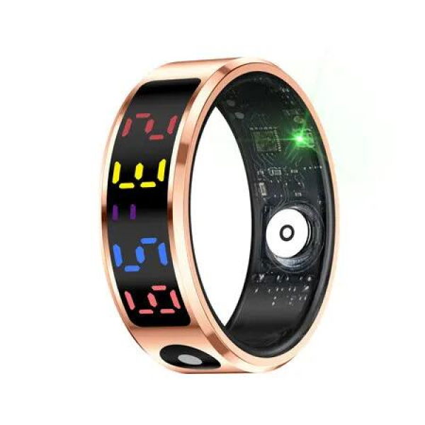 Smart Ring Color Screen Men Women Smart Touch Fitness Ring Multi-Modes Fitness Tracker Rate Pedometer Sleep Monitoring Size 9 Color Gold