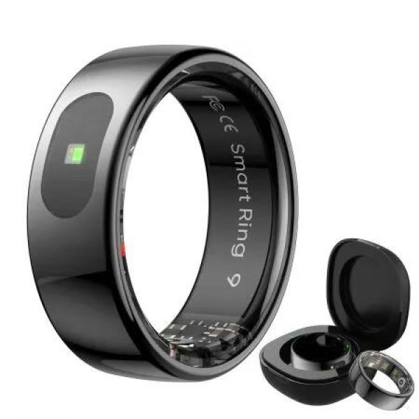 Smart Ring Tracker for Women & Men, Fitness Ring with Sleep & Motion Tracking, Touch Control,Compatible with iOS & Android (Black,7#)