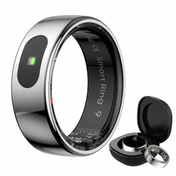 Smart Ring Tracker for Women & Men, Fitness Ring with Sleep & Motion Tracking, Touch Control,Compatible with iOS & Android (Silver,13#)