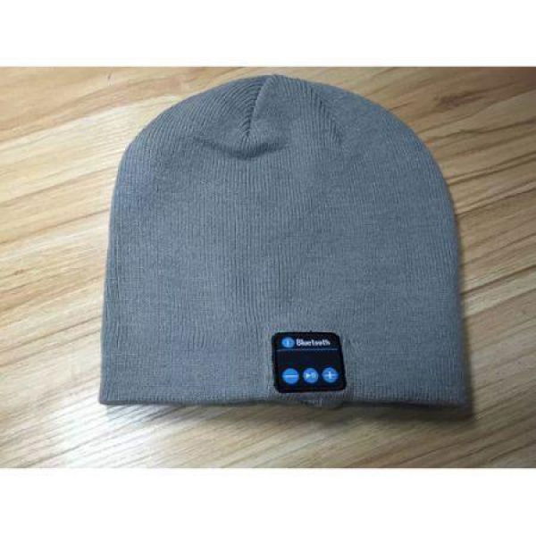 Smart Talking Keep Warm Music Beanie Hat With Built-in Wireless Bluetooth Stereo Earphones - Light Gray.