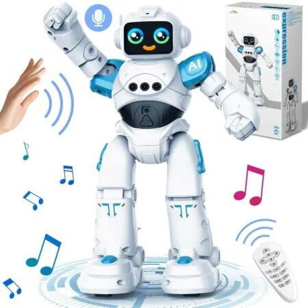 Smart Talking Voice Remote Control Robot,Gesture Sensing Programmable Emo Robots Toy for Age 3+ Year Old Boys Girls Birthday Gift