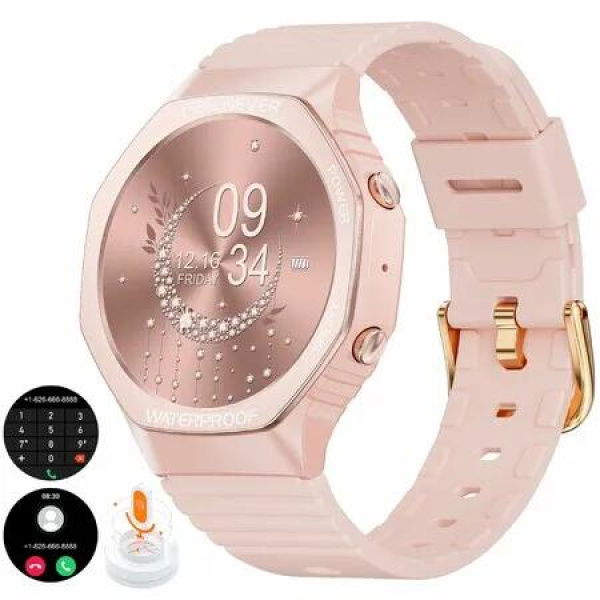 Smart Watch 1.32 Casual Women's Sport Watch for Android iOS Phones with 100+Sport Modes, Fitness Tracker,Sleep Monitor (Pink)