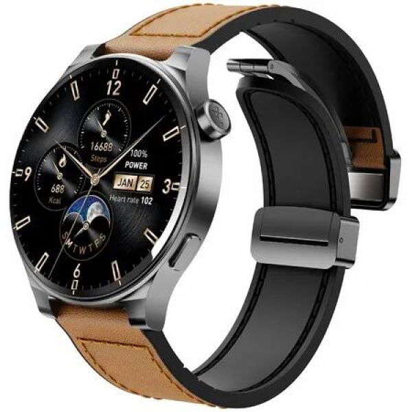 Smart Watch (Answer/Make Calls), 1.43 IinchAMOLED Watches for Men Women 100+ Sport Modes Fitness Watch IP68 Waterproof-Brown