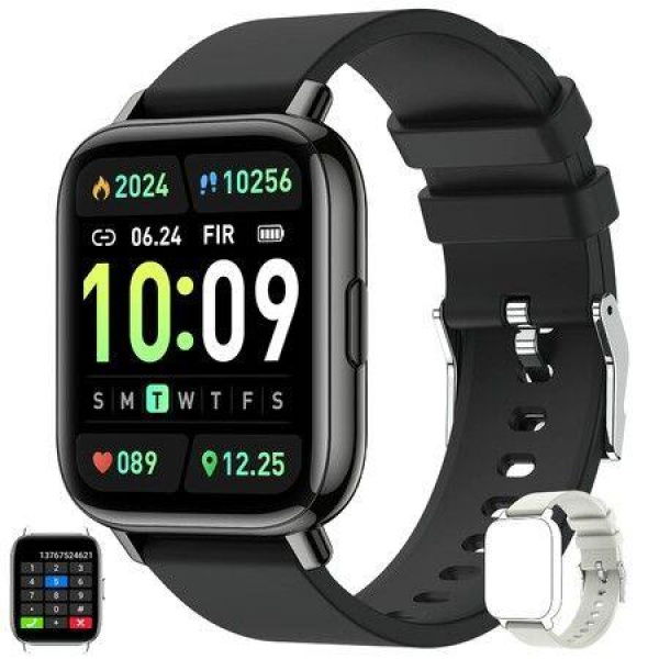 Smart Watch Bluetooth For Android Phone Waterproof Sport Blood Pressure Heart Rate Monitor Sleep Tracker For Men Women Fitness-Black