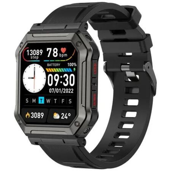Smart Watch Fitness Tracker Tactical Smartwatch for Android iPhone Outdoor Waterproof Digital Sport Run Watches Step Counter (Black)