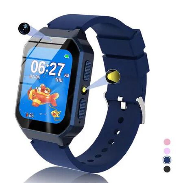 Smart Watch for Kids Ages 8-12, Smart Watch with 26 Games, Educational Toys, HD Camera, Video, Music Alarm, Audio Books, Learning Card, Flashlight (Blue)