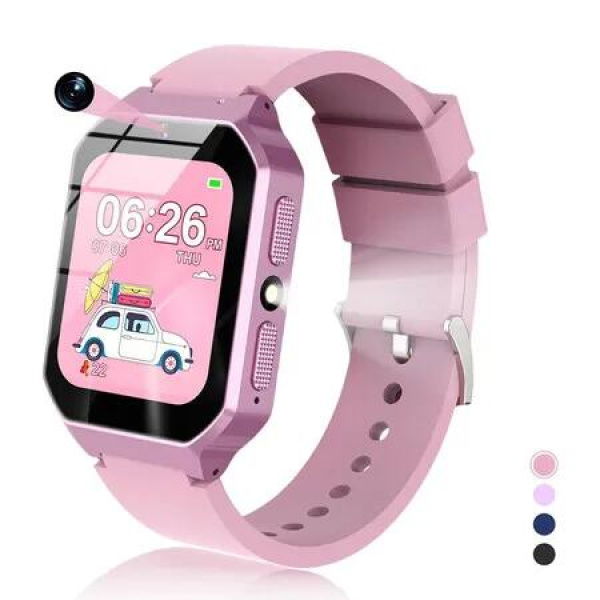 Smart Watch for Kids Ages 8-12, Smart Watch with 26 Games, Educational Toys, HD Camera, Video, Music Alarm, Audio Books, Learning Card, Flashlight (Pink)