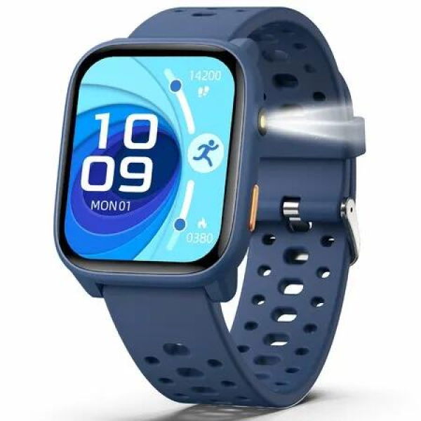 Smart Watch for Kids with 12 Puzzle Games,1.83In Fitness Tracker Watch Sleep Monitor,Pedometer,Alarm Clock,Flashlight,Gift for Age3+ Blue