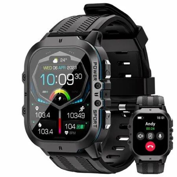 Smart Watch for Men (Answer/Make Calls),1.96in AMOLED Fitness Watch with 120+ Sports/SpO2/Sleep/Step Monitor,5ATM Waterproof Smartwatch