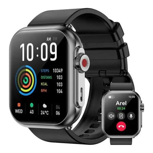 Smart Watch for Men Women, 1.85 Inch HD Screen Fitness Tracker, 110+ Sport Modes, Sleep Monitor, Fitness Watch for Android/iOS (Black)