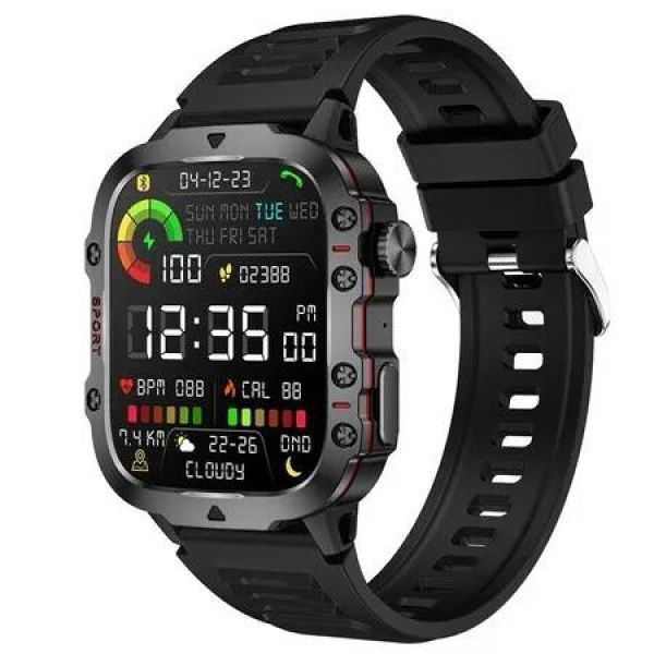 Smart Watch for Men Women 1.96 Inches Outdoor Sports Smartwatch with Answer/Make Call, Compatible with iPhone and Android Phones (Black)